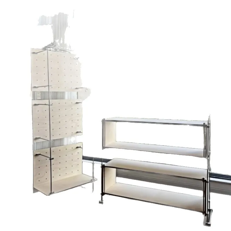 

Aluminum Profile Birch Ocean Board Display Rack Hole Board Shelf Floor to Floor Kitchen Storage Rack