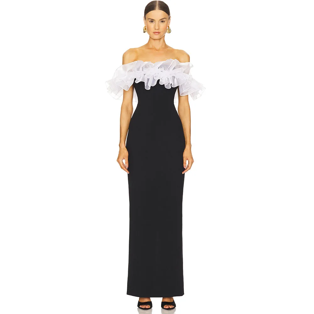 

Elegant Black Evening Dress Off The Shoulder Mermaid Women's Evening Gown Sleeveless Floor Length Long Formal Party Dress2025