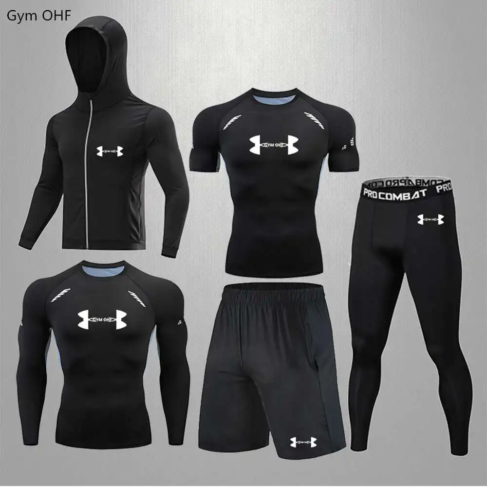 Tracksuit Men Sweat Suit High Quality Men\'s Sets Gym Running Clothes Quick Dry Compression T Shirt Men Sportsuits Rashguard MMA