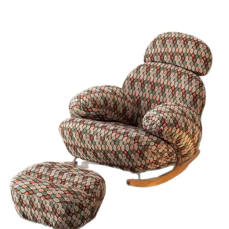 

Single bedroom Internet celebrity big white home balcony lazy recliner, living room casual lazy single sofa chair