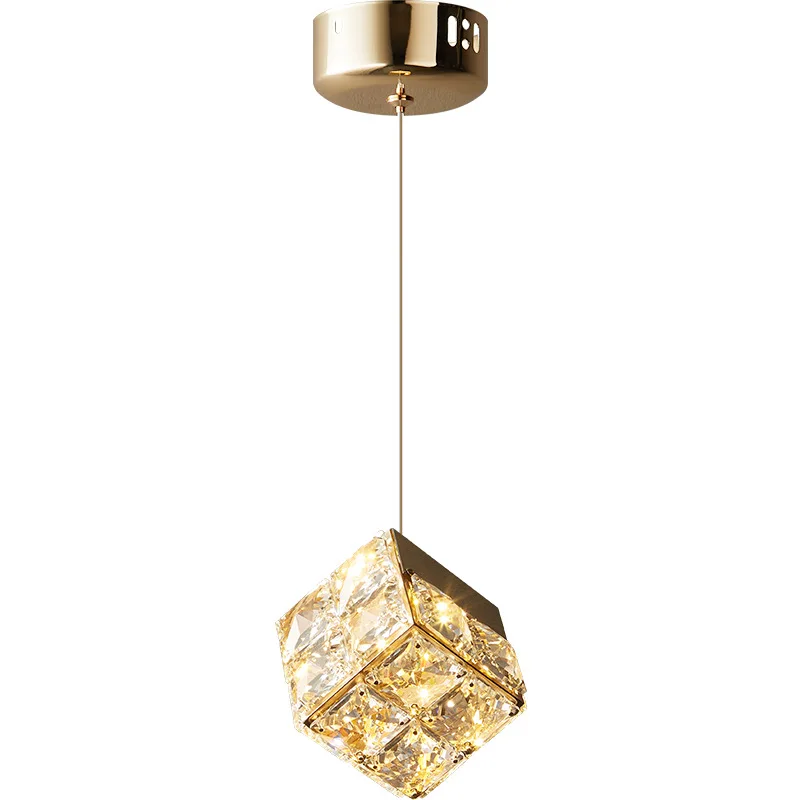 

Light luxury crystal bedside pendant light, designer style for living room entrance foyer, high-end hotel bedroom pendant light