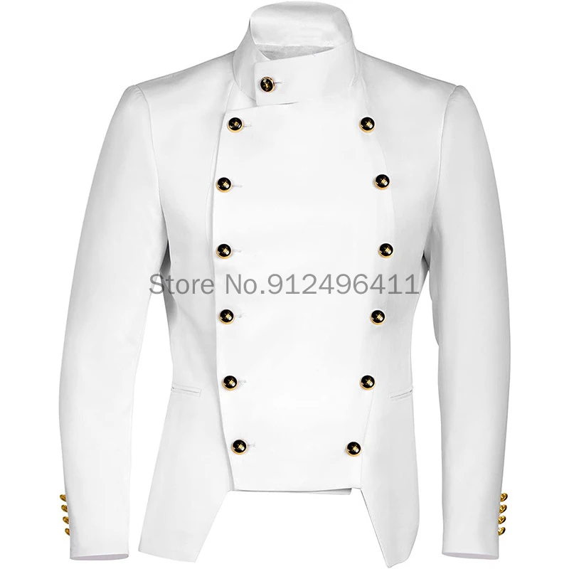 2024 Men Cosplay Costumes Black White Medieval Steampunk Punk Suit Trendy Stage Costume Performance Show Jacket Uniforms S-2XL