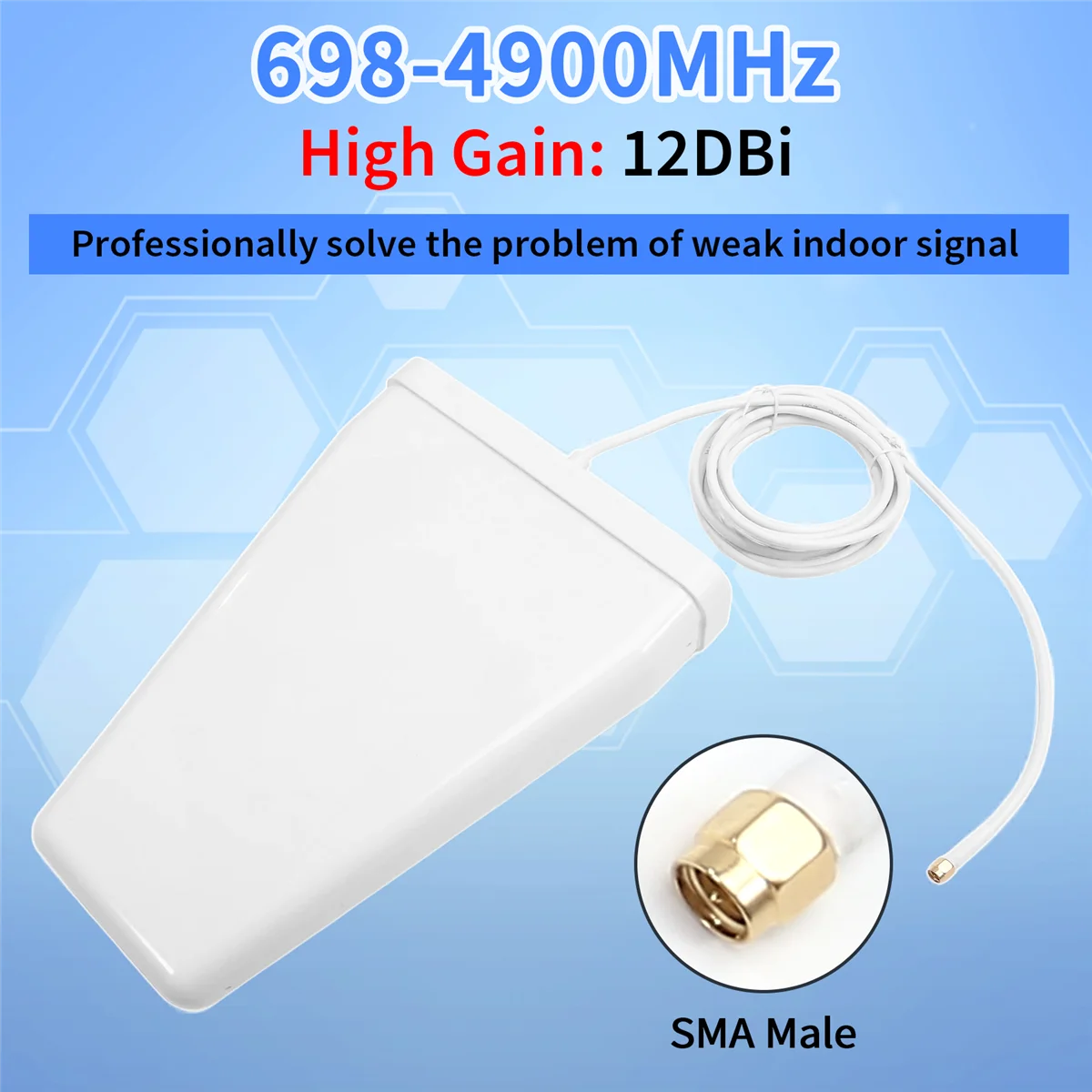 Antena periodik Log Full-Band 5G, 12dBi 698-4900MHz Outdoor Directional antena penguat sinyal jaringan Amplifier SMA