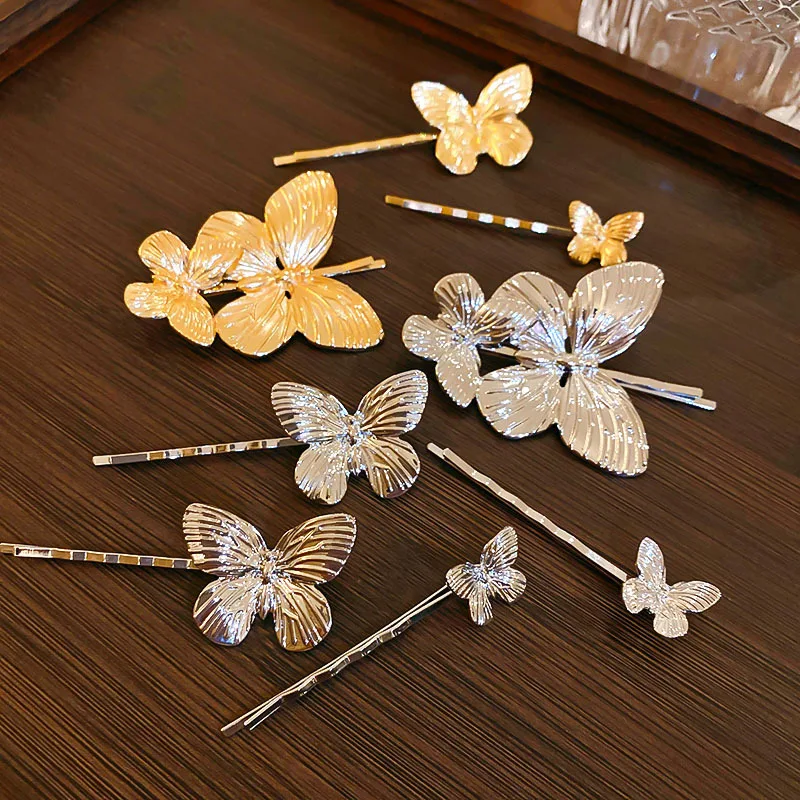 Metal Style Butterfly Hair Clip Hairpin Headdress for Womem New Chinese Style Retro Exquisite Updo Pins Hair Accessories Jewelry