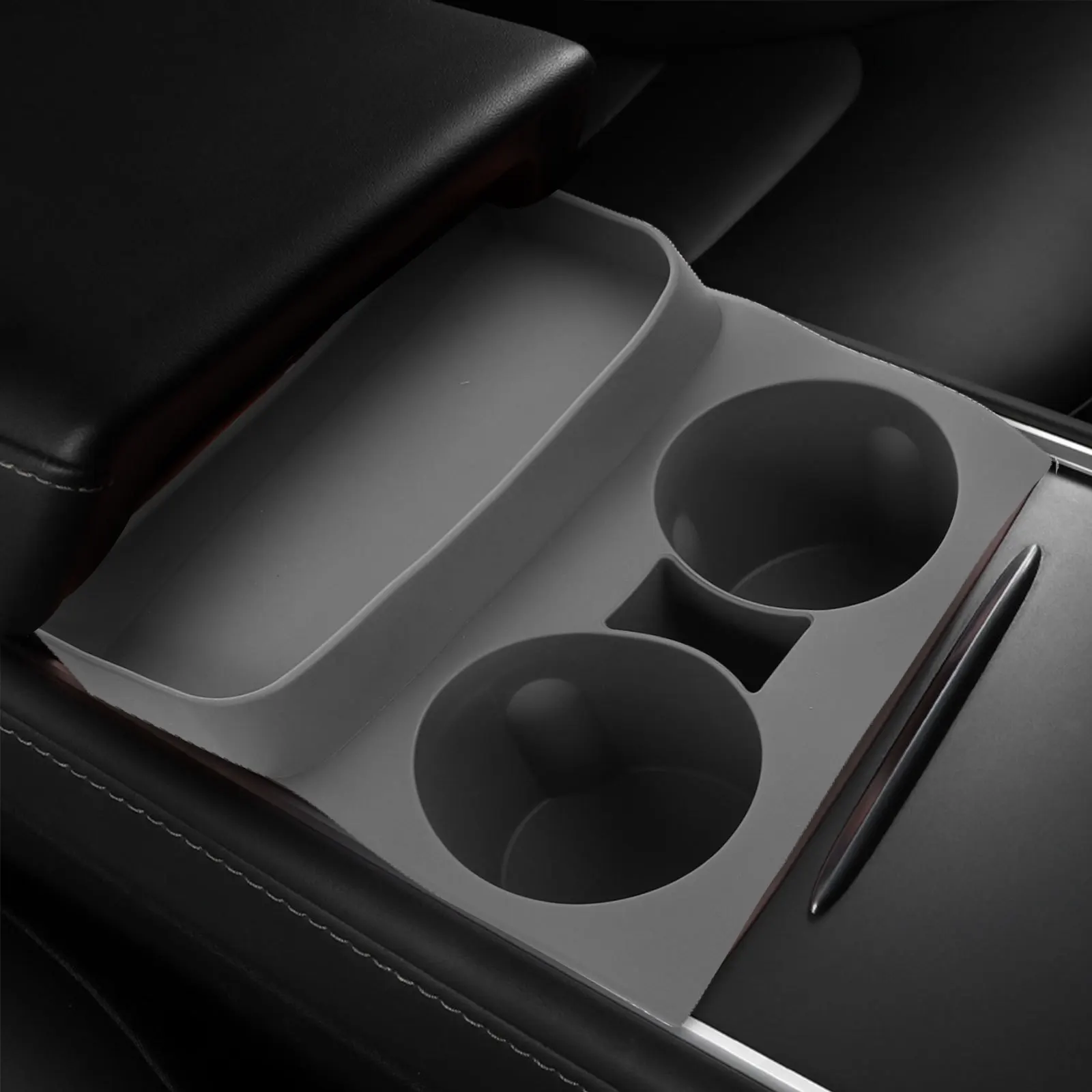 

Car Storage Tray with Silicone Cup Holder Anti-Spill Organizer Vehicle Interior Tray Automotive Cup Holder Road Trip Essential