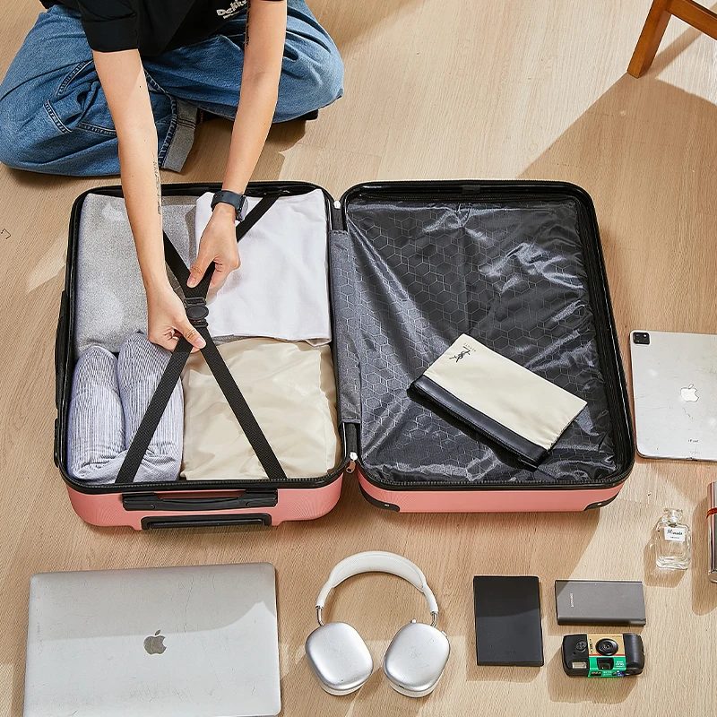 Sac de voyage bagages avec roulettes 20-28 pouces avec porte-gobelet et support pour téléphone compagnon de voyage essentiel sûr et pratique