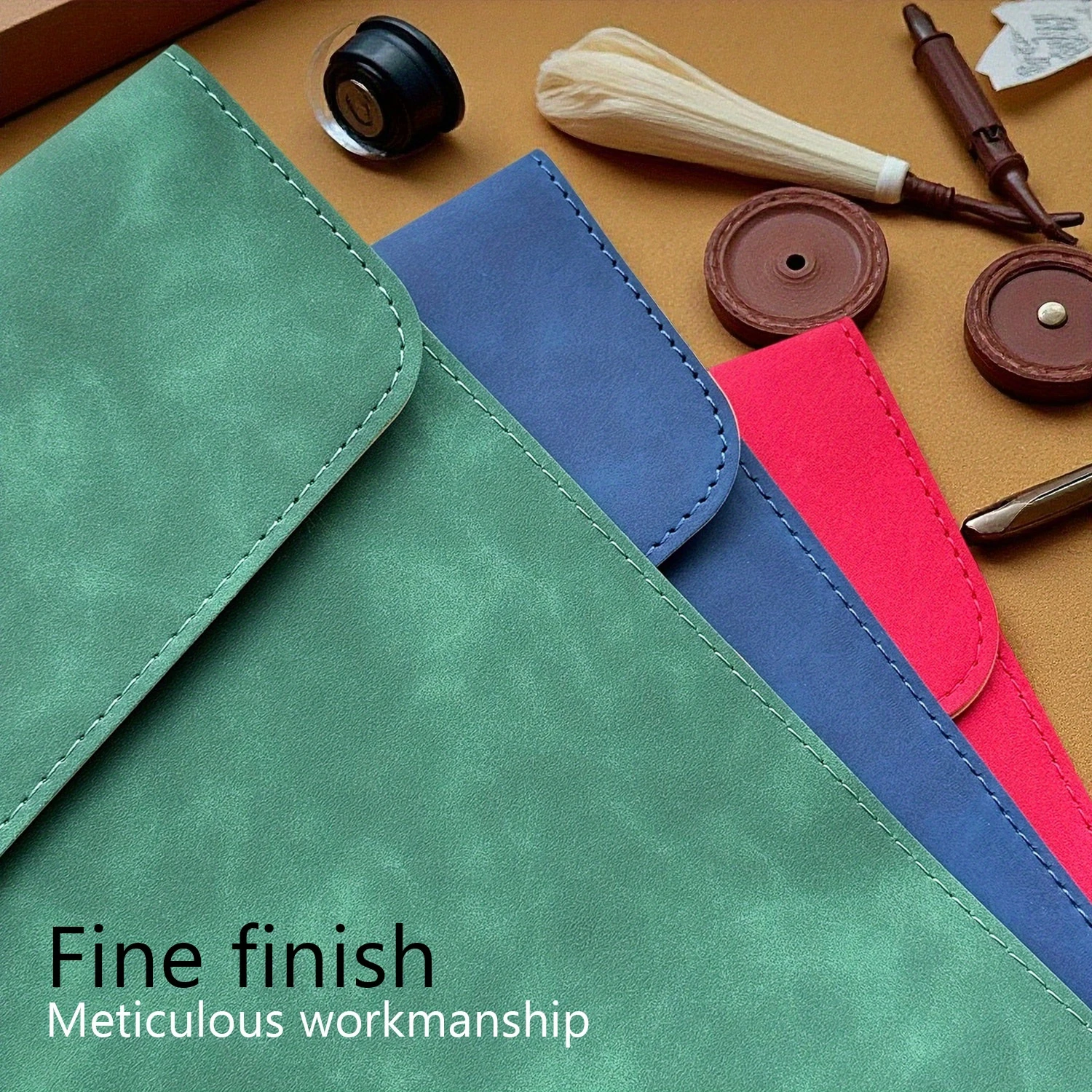 Customized Name PU Leather A4 Document Bag, 5 Colors, File Folder for Office & Travel, Stylish Organizer