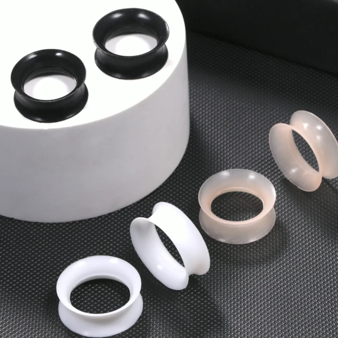 1 par de túneles y tapones de silicona para pendientes, 3-22mm, Flexible, doble acampanado, calibre de oreja de carne, expansor, ensanchadores,