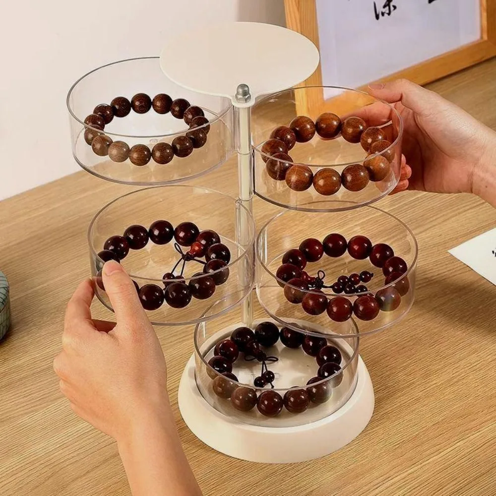 

Многослойная прозрачная коробка для хранения браслета, ожерелья, серьги, кольца, вращающаяся коробка для косметики, круглая большая вместимость