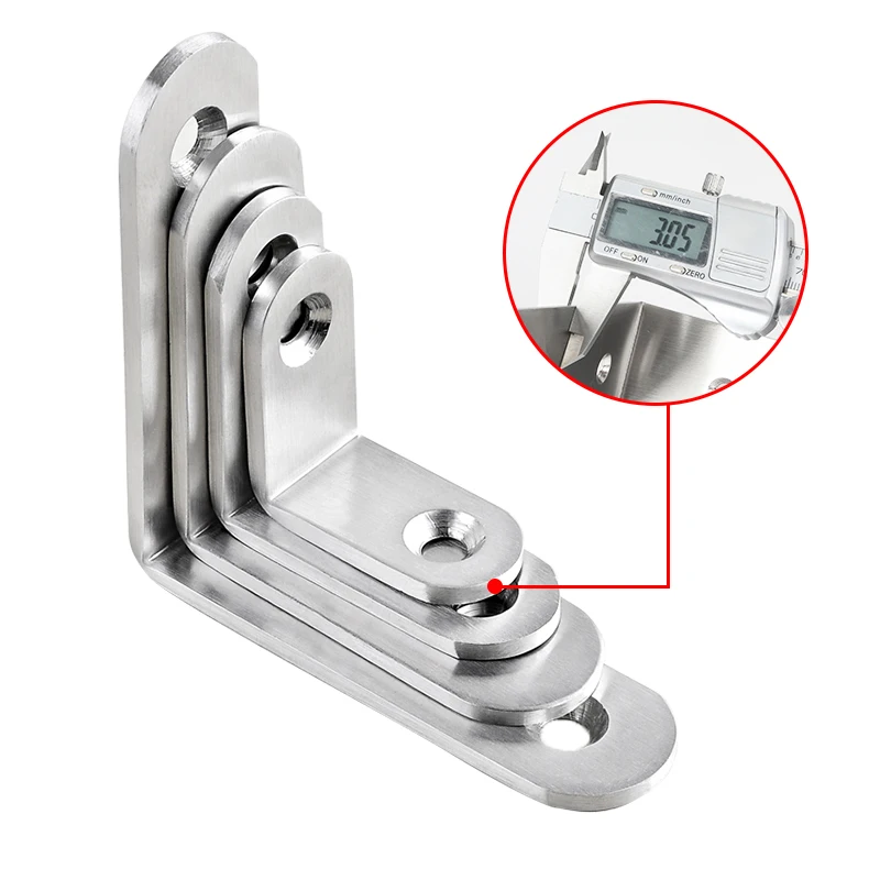 304 Stainless Steel Corner Code L Type Brackets Joint 90 Degree Right Angle Partition Furniture Fastener Connector With Screws