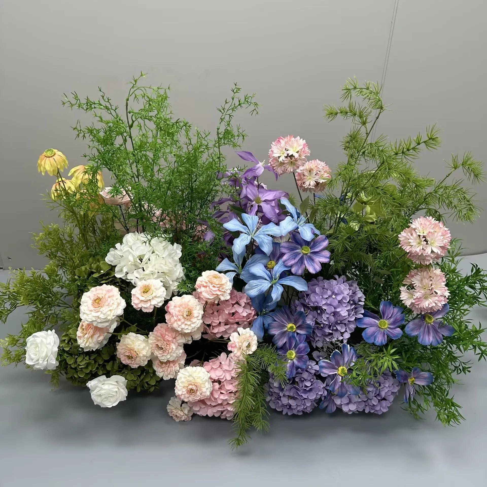 Purple wedding flower row ground arrangement material wedding silk flower simulation