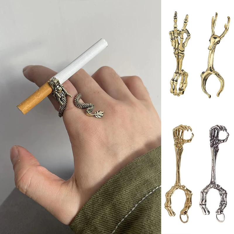 Antique Snake Shaped Smoking Finger Holder Ring Dragon Rings Cigarette Holder Rack Cigar Holder Ring For Lady Gentleman Gift