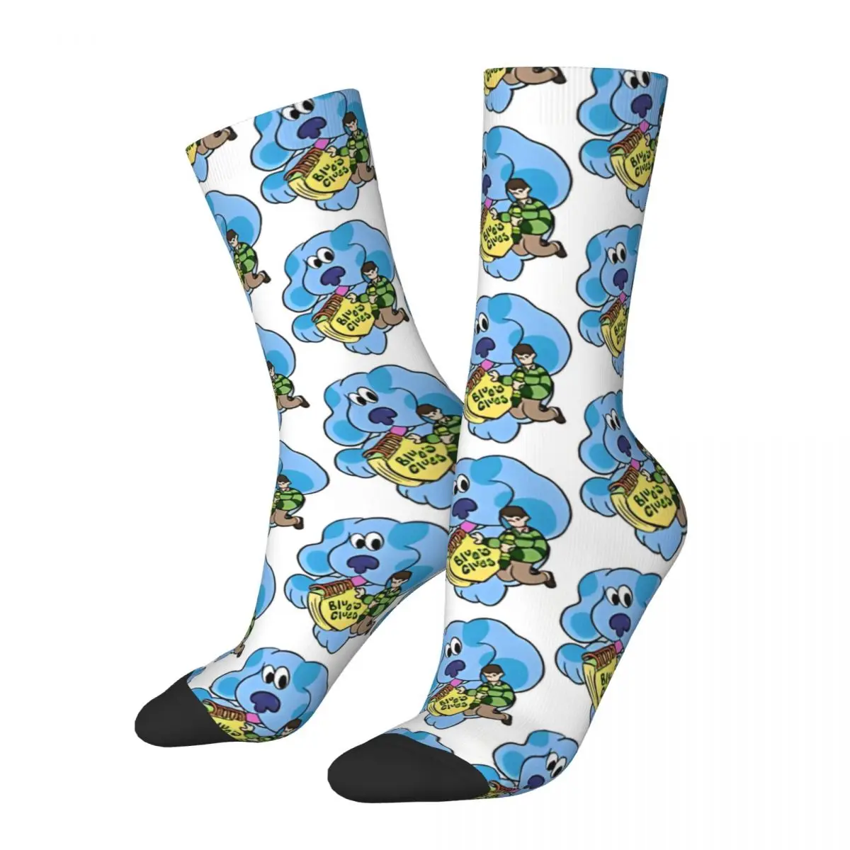 Happy Funny Men's compression Socks Puppy Retro Harajuku Blue's Clues Animation Hip Hop Novelty Seamless Crew Crazy Sock Gift