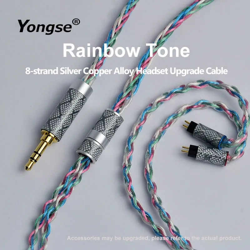 YONGSE Rainbow Tone 8Cores 4-Color Silver Copper Alloy Upgrade Earphone Cable High Quality Hardware for 7HZ TANGZU SIMGOT N5005