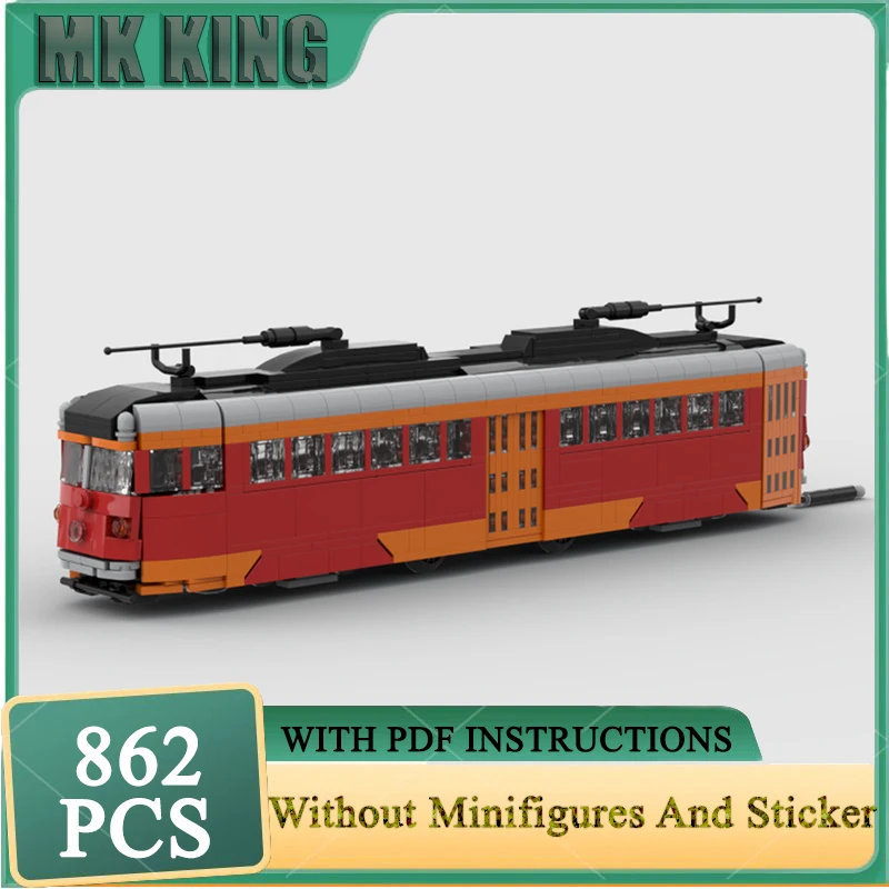Moc Building Block Pacific Electric 5000-5029 Series PCC Streetcar Model Technology Bricks DIY Assembly Toys Holiday Gifts