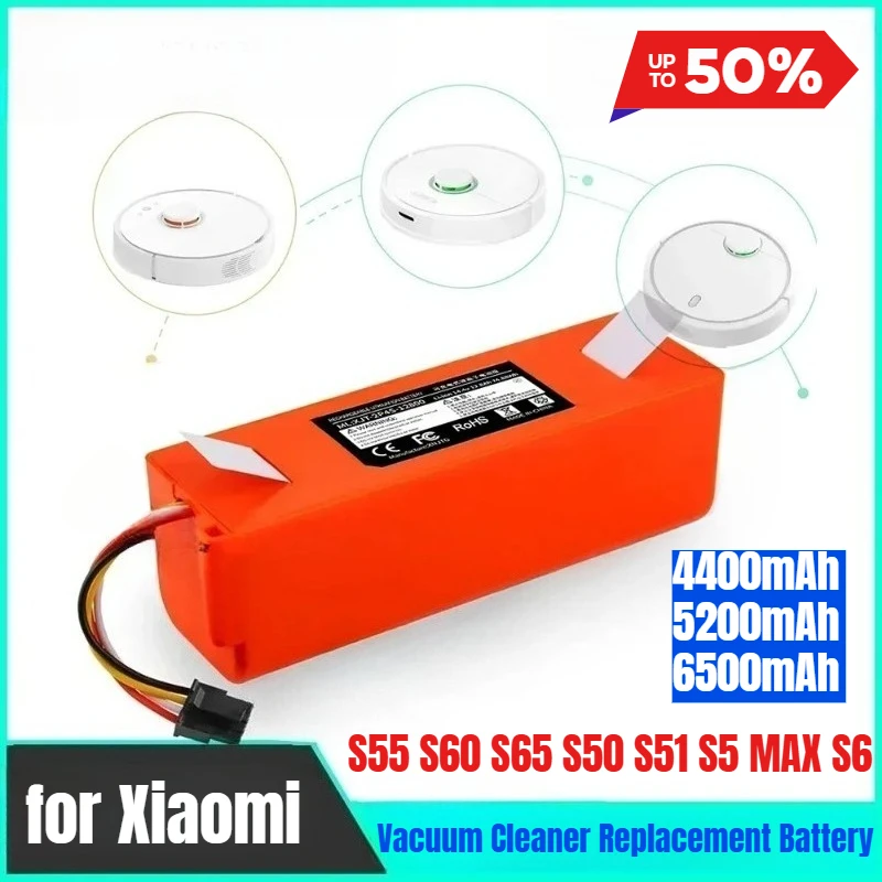 

Multi-capacity14.4V for Xiaomi Roborock S55 S60 S65 S50 S51 S5 MAX S6 Robotic Vacuum Cleaner Replacement Battery