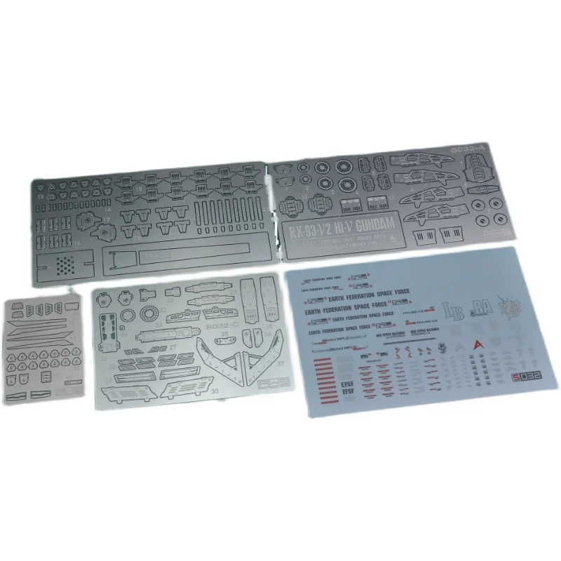 for RG 1/144 RX-93-v2 Hi-Nu Hi V HWS AW9 Metal Detail Dress up Add-on Parts Photo-etched Sheet with Water Slide Decal S032