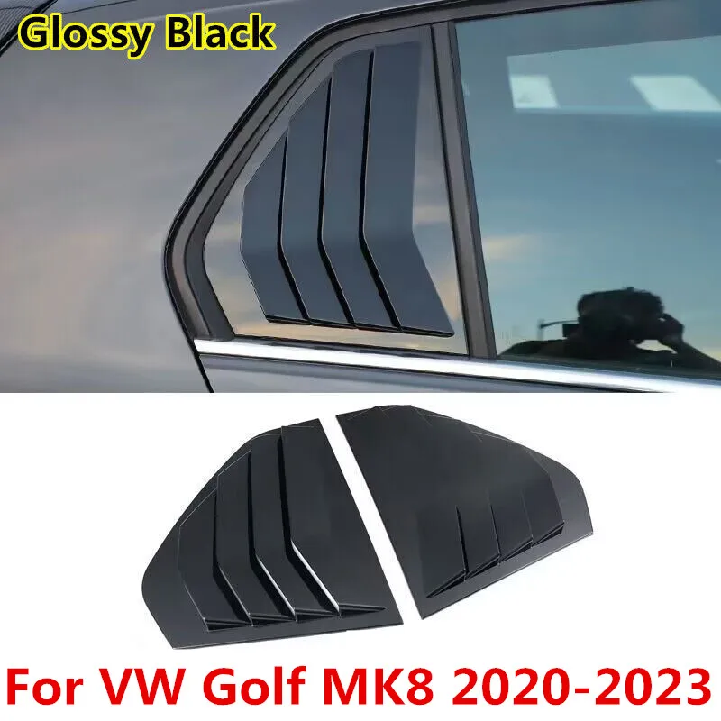 2X Glossy Black Window Louver Shutter Scoop Cover Trim For VW Golf MK8 2020 2021 2022 2023