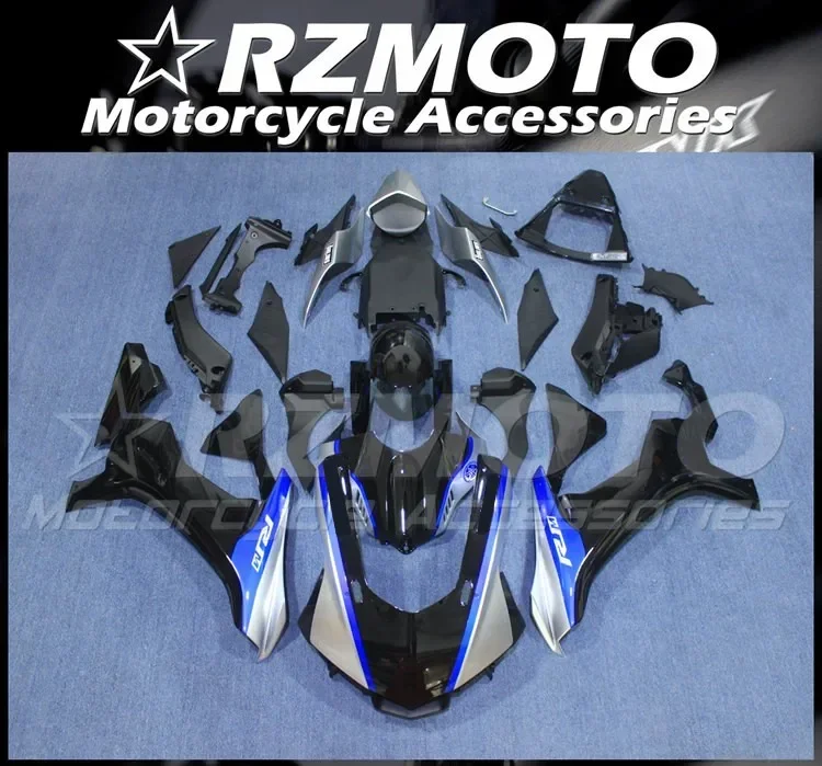 4Gifts New ABS Motorcycle Fairings Kit Fit for YAMAHA YZF - R1 R1m 2015 2016 2017 2018 15 16 17 18 Bodywork Set Black Silver