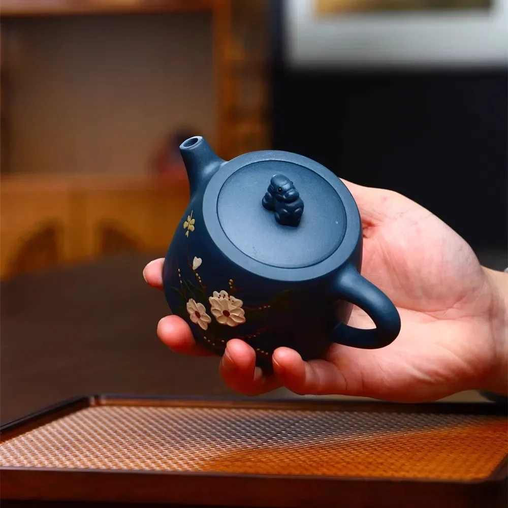 

Yixing Purple Clay Teapot Original Mine Tianqing Mud Auspicious Teapot KungFu Tea Set Handmade Tea Pot Hand-painted Teapot 250ml