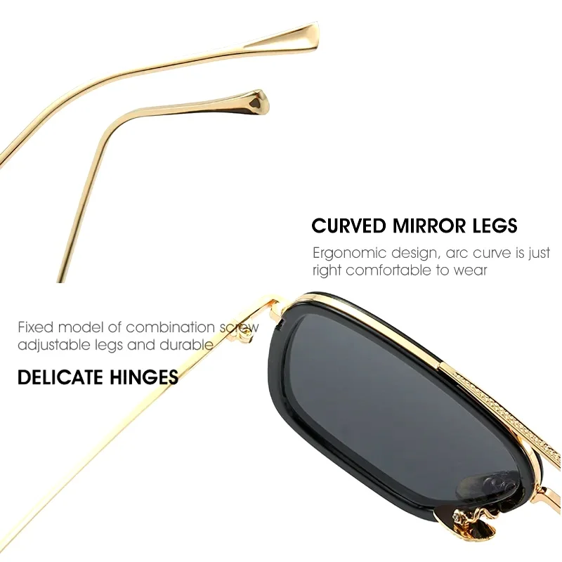 Sun Glasses Fashion Square frame Tony Stark Style Women Sunglasses Men Square Brand Design Sun Glasses Oculos Retro Male Iron view 5