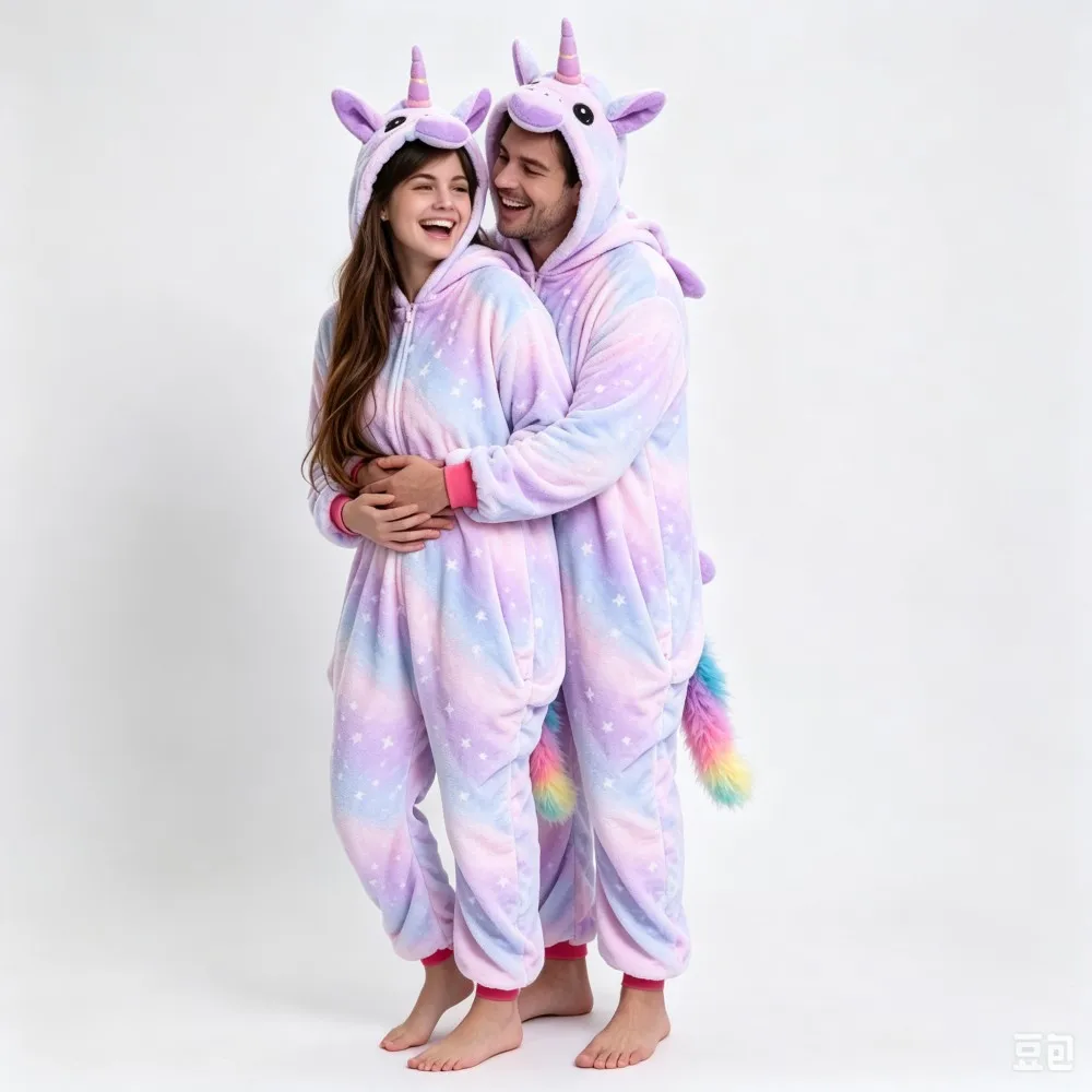 Soft Women Cozy Loungewear Anime Cartoon Unicorn Panda Kigurumi Pajamas Mens Bodysuits Adults Onesies Jumpsuits Cosplay Costume