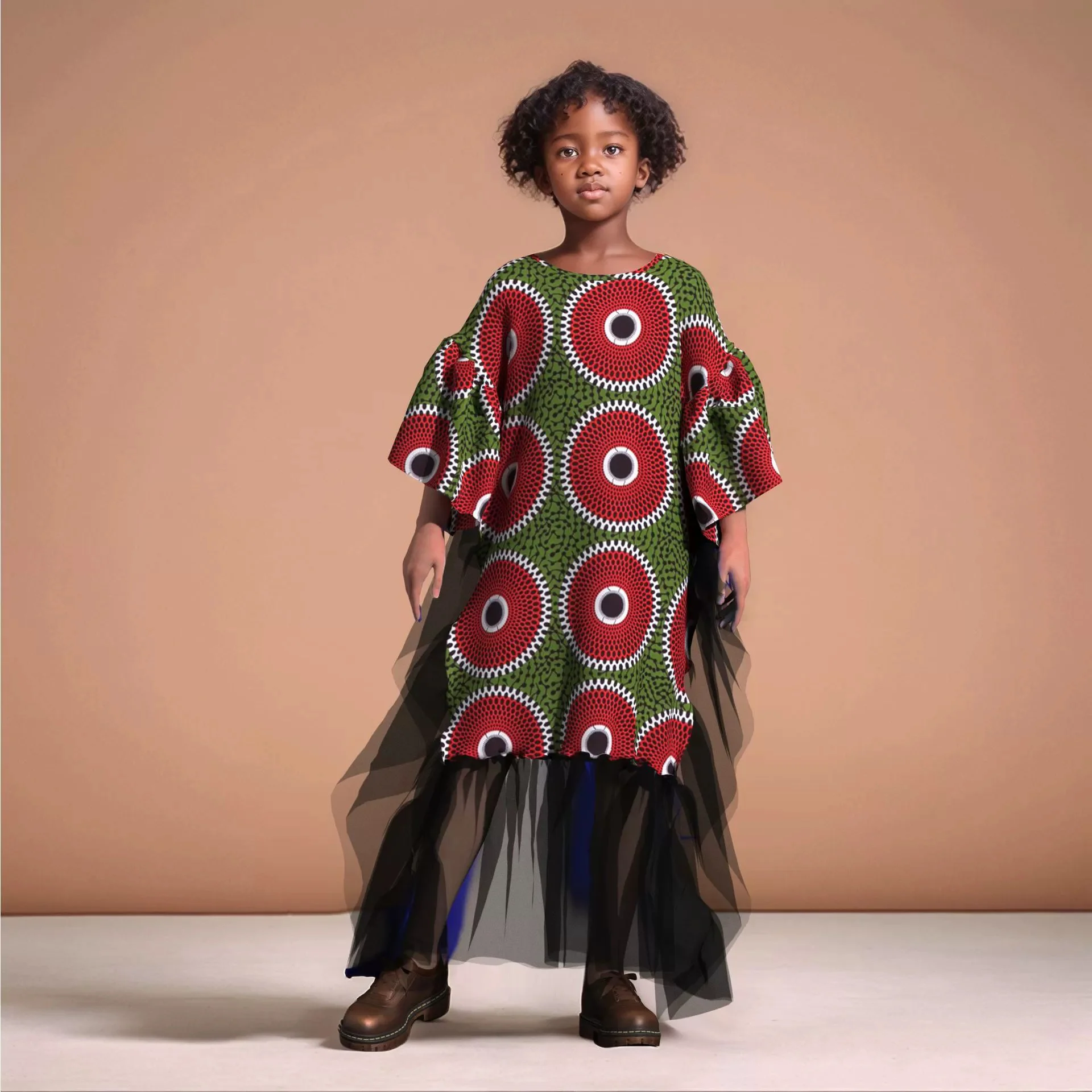 Платье для девочек с принтом африканского этнического батика, новинка 2025 года — юбка с цветочным узором из хлопчатобумажной ткани — длинное платье — светлая форма для вечеринки/дня рождения