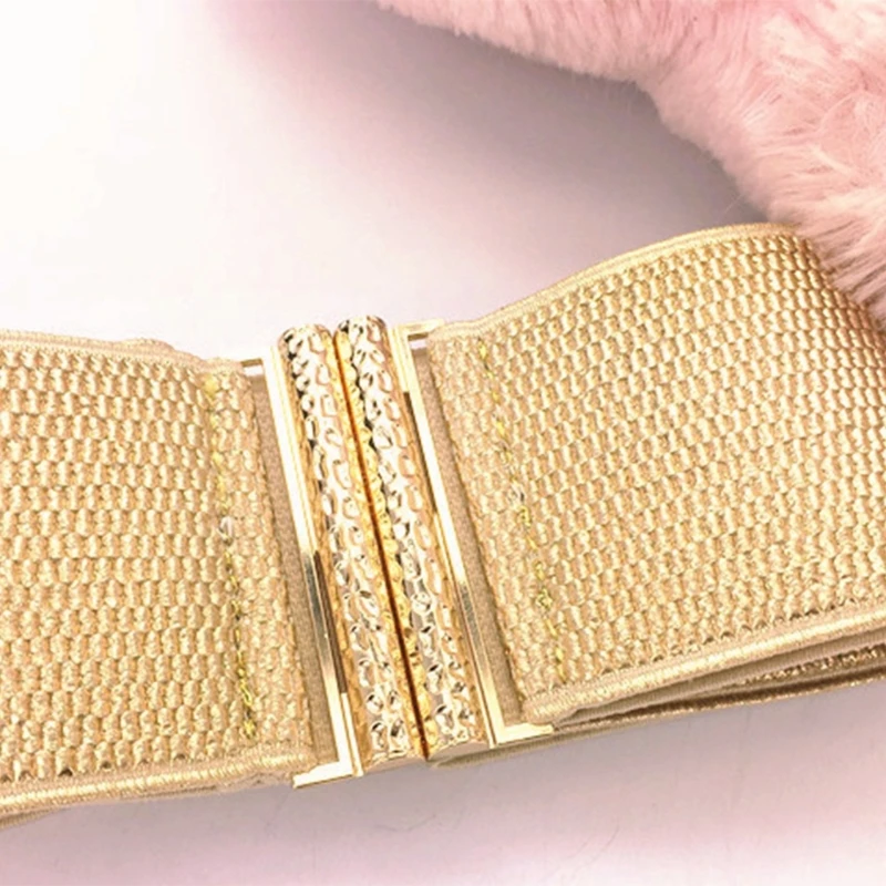 Fashion Wide Corset Belt Women Elastic Gold Waspie Belt for Teenager Girl Glitter Waist Cincher DownJacket Dress Decor