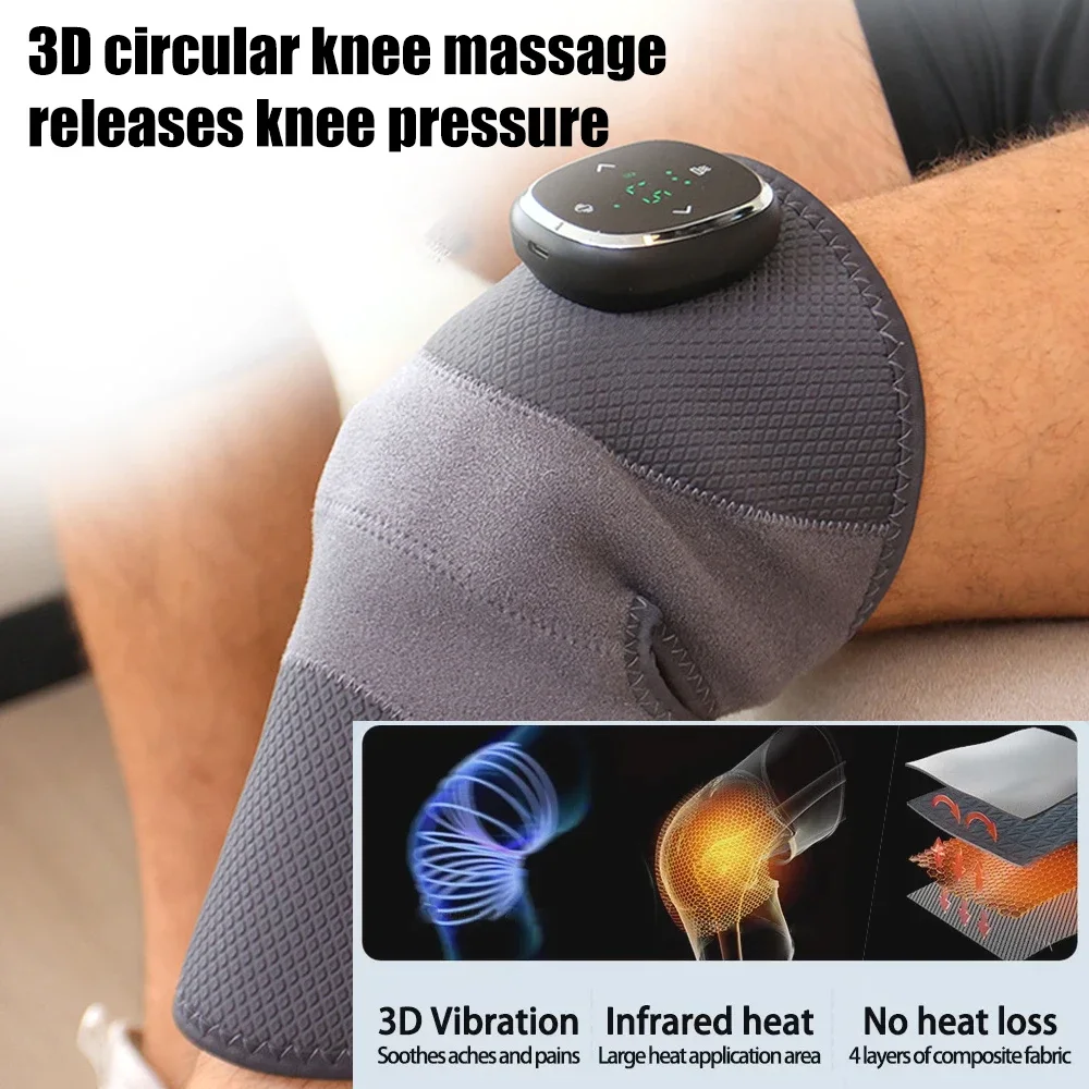 

1PC Heated Knee Massager Wrap - 3 Heat & 5 Vibration Modes, Cordless Heating Pad for Knee/Elbow/Shoulder Pain Relief & Warmth