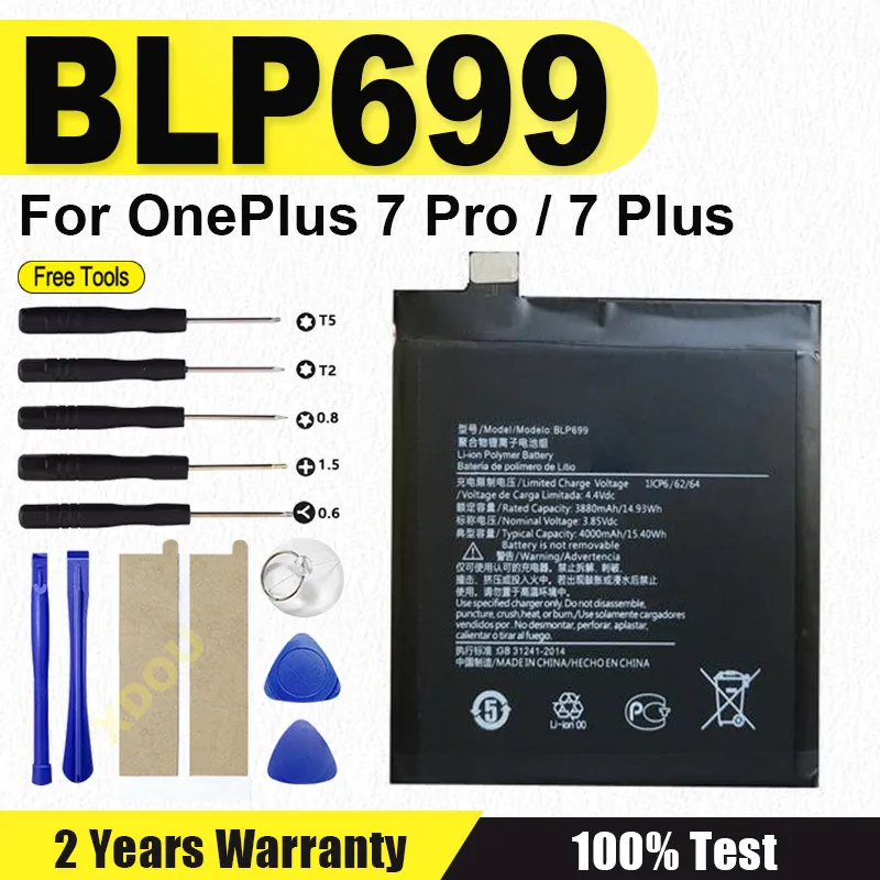 

BLP699 Сменный аккумулятор емкостью 4000 мАч для OnePlus 7 Pro OnePlus 7 Plus, оригинальные аккумуляторы для телефонов последней производительности + инструменты