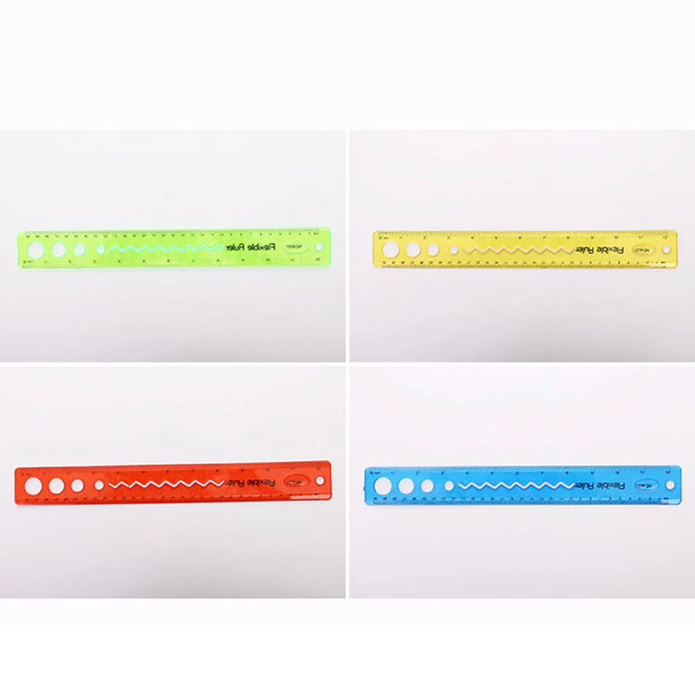 1pc 30CM Plastic Creative Flexible Rulers School Students Stationery Office Measuring Rulers (Random Color)