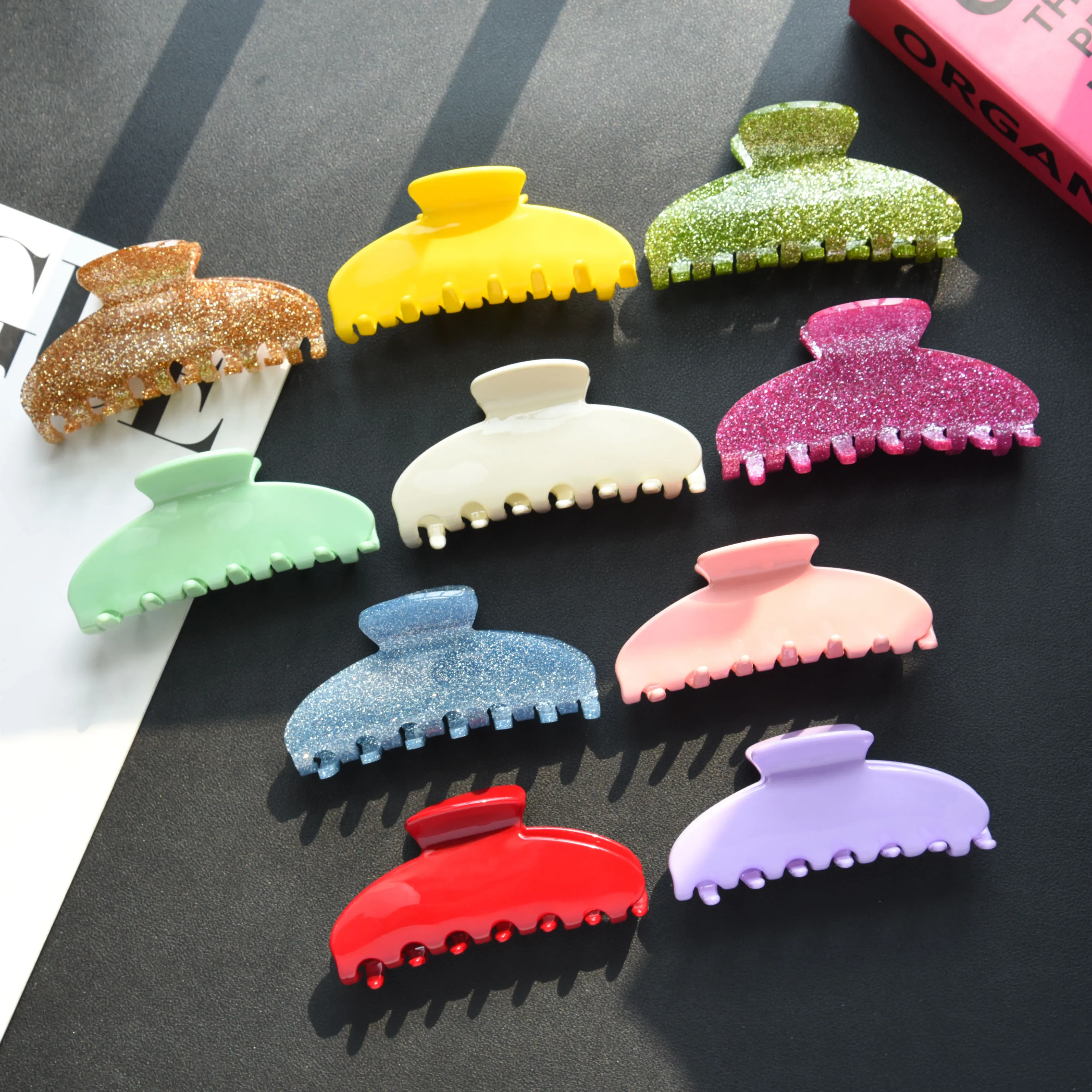 

NEW Solid Color Hair Claw Classic Popular Style Elegant Temperament Acetate Hair Claw Clip Hair Accessories for Women Girls