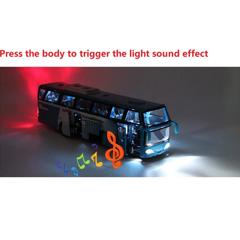 Antike Legierung Automodelle, hohe Simulation Stadtbus, Druckguss, Spielzeug fahrzeuge, zurückziehen & blinkend & musikalisch, blau