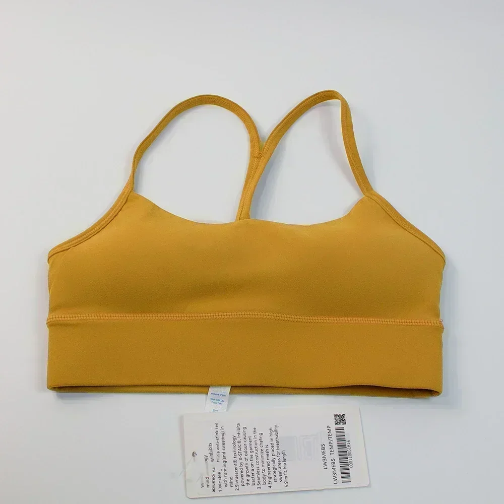 Limone accogliente orlo allargato imbottito in esecuzione reggiseno sportivo per le donne a forma di Y Racer Back Sexy Spaghetti Strap Yoga reggiseno top con tazza rimovibile