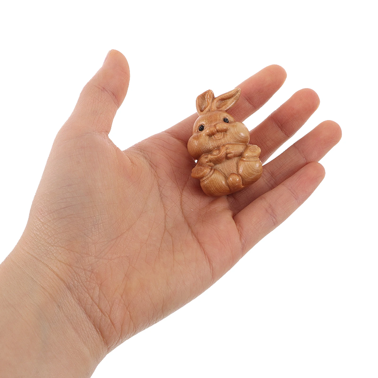 

Bunny Ornament Chic Statue Adorable Wood Rabbit Desktop Adornment Ornaments Craft Delicate Decor Cute Decorative