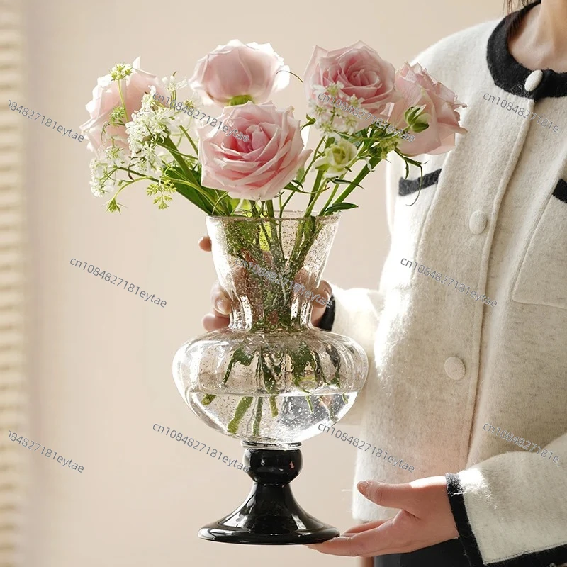 Relief Art Glass Vase Hydroponic Plant Pot Table Decor
