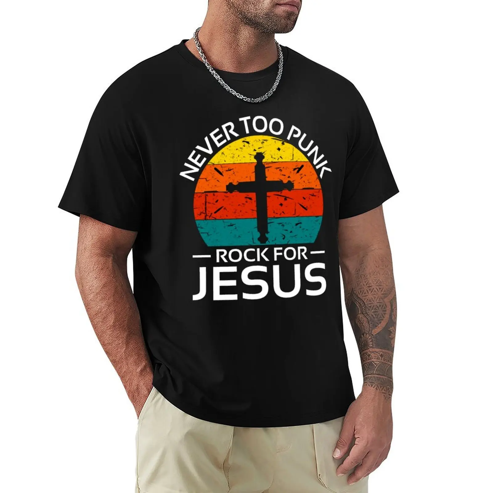 

Never Too Punk Rock For Jesus - Funny Jesus Memes T-Shirt Casual Daily Outfit T-Shirt