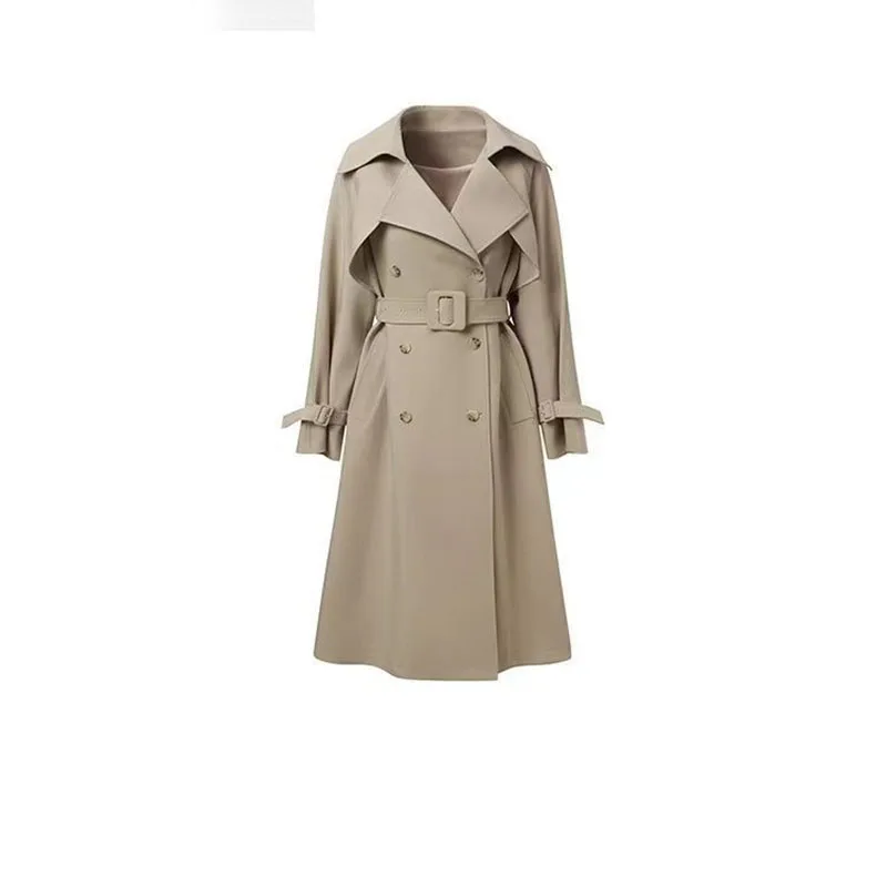 Formal Chic Casual Windbreakers Coat Women\'s Overcoat 2023 Spring Autumn New Korean Mid-Length Belt Double-Breasted Trench Coat