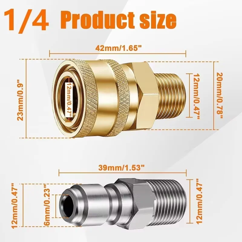 Pressure Washer Connector Coupling Quick Release Adapter 1/4