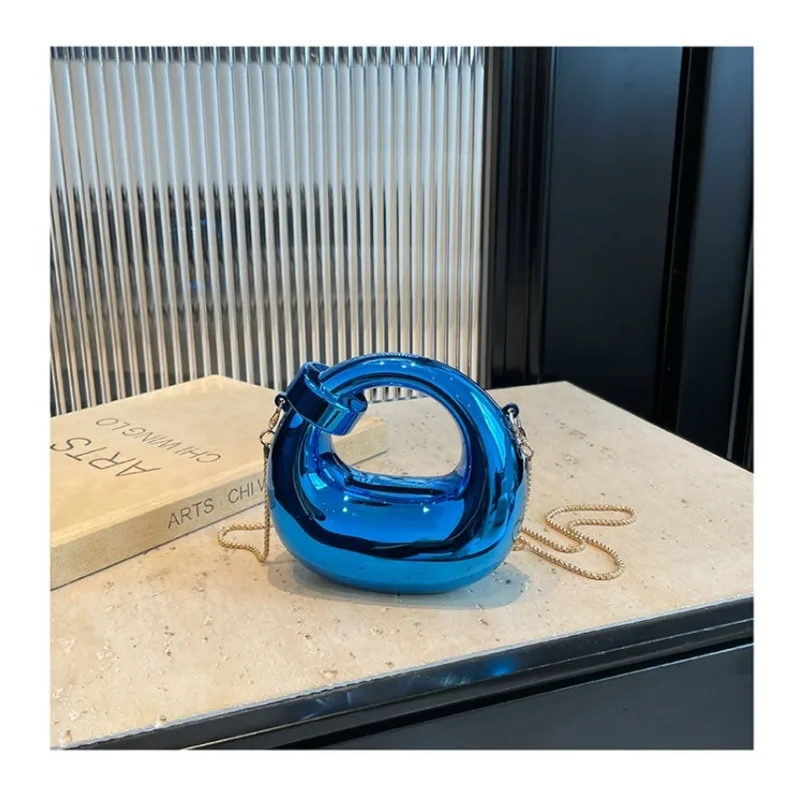 Fashion Crescent Mini-Abendtasche mit Acrylkette für Damen, Schulter- und Umhängetasche