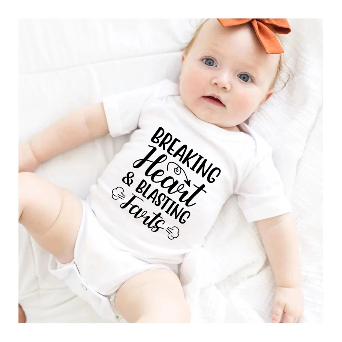 Newborn Infant Baby Boy Bodysuit Breaking Heart Blasting Farts Printed Summer Cotton Jumpsuit Casual Short Sleeve Outfits Romper