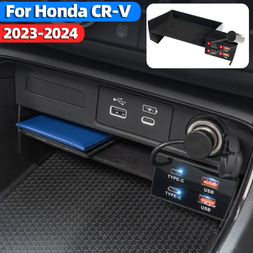 Car Central Control Panel Docking Station Fast Charging Expansion Dock USB Hub Auto Interior Accessories for Honda CRV 2023-2024
