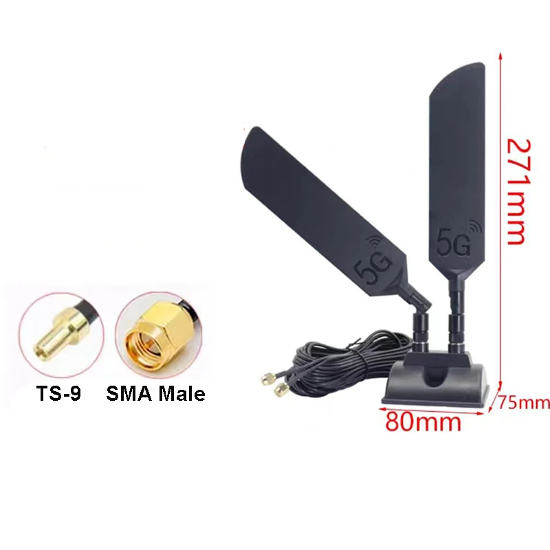 GSM 4G 5G Antenna 600-6000MHz 48dBi High Gain Omni Magnetic Base Aerial SMA Male TS9 for HUAWEI ZTE CPE Huawei WIFI Router Modem