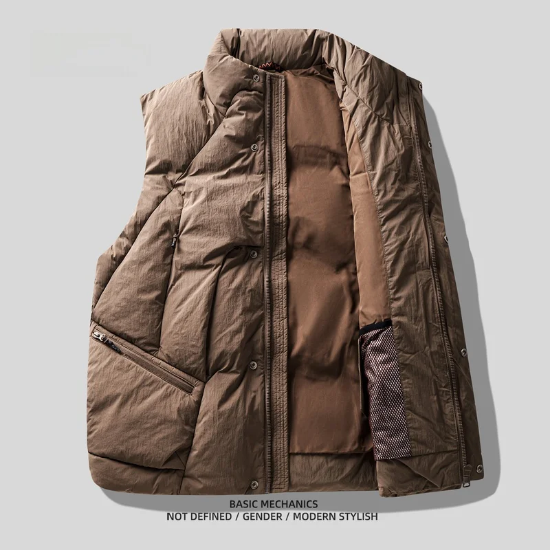 

Thiened Du down Vest Men's Winter Warm Padded Jaet High Fill Power Loose Fit Nylon ell Youthful Urban Sle