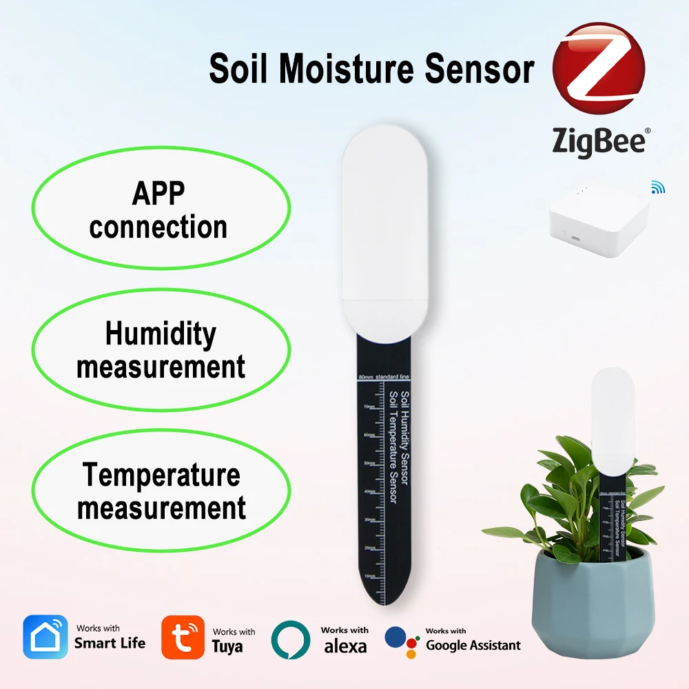 

Tuya Smart Zigbee тестер почвы, датчик влажности, температуры и влажности, приложение, монитор реального времени, автоматизация сада, детектор орошения