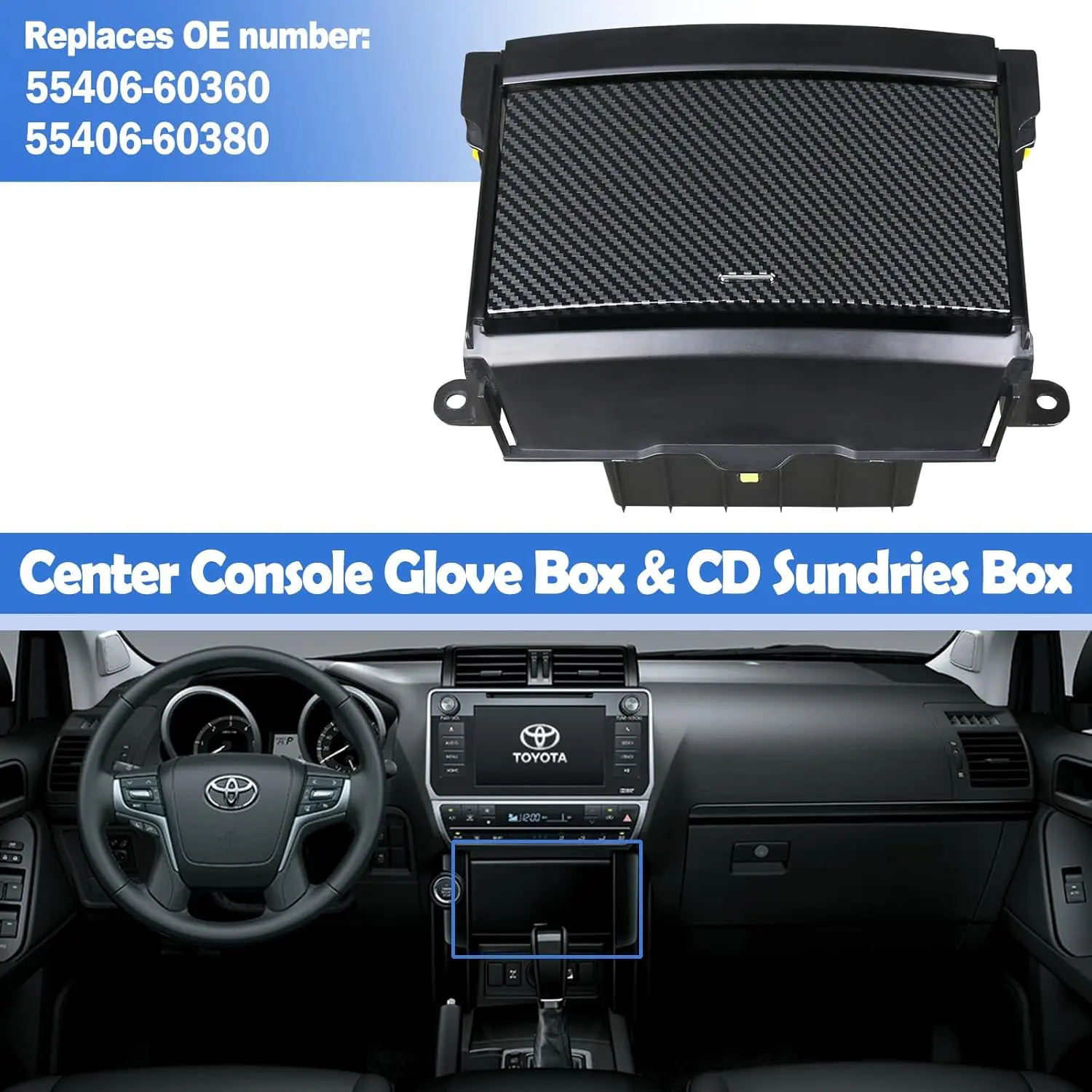 

Car center console CD storage box 55406-60360 compatible with Toyota Land Cruiser Prado 2010-2017 55406-60380