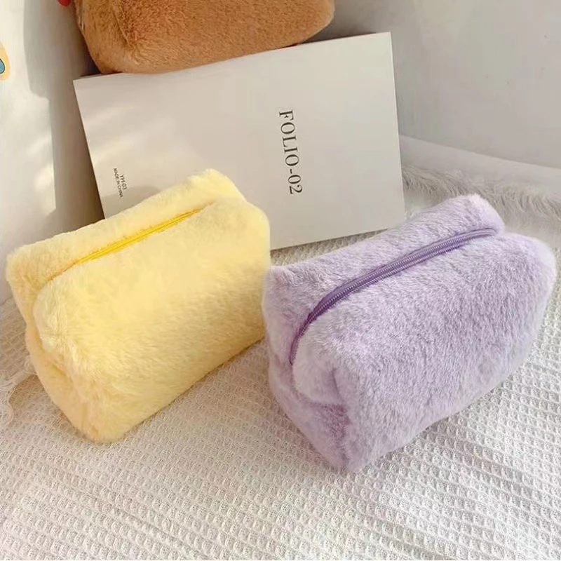 Plush Makeup Bags For Women Soft Travel Cosmetic Bag Organizer Case Young Lady Girls Make Up Case Necessaries Clutch Bag