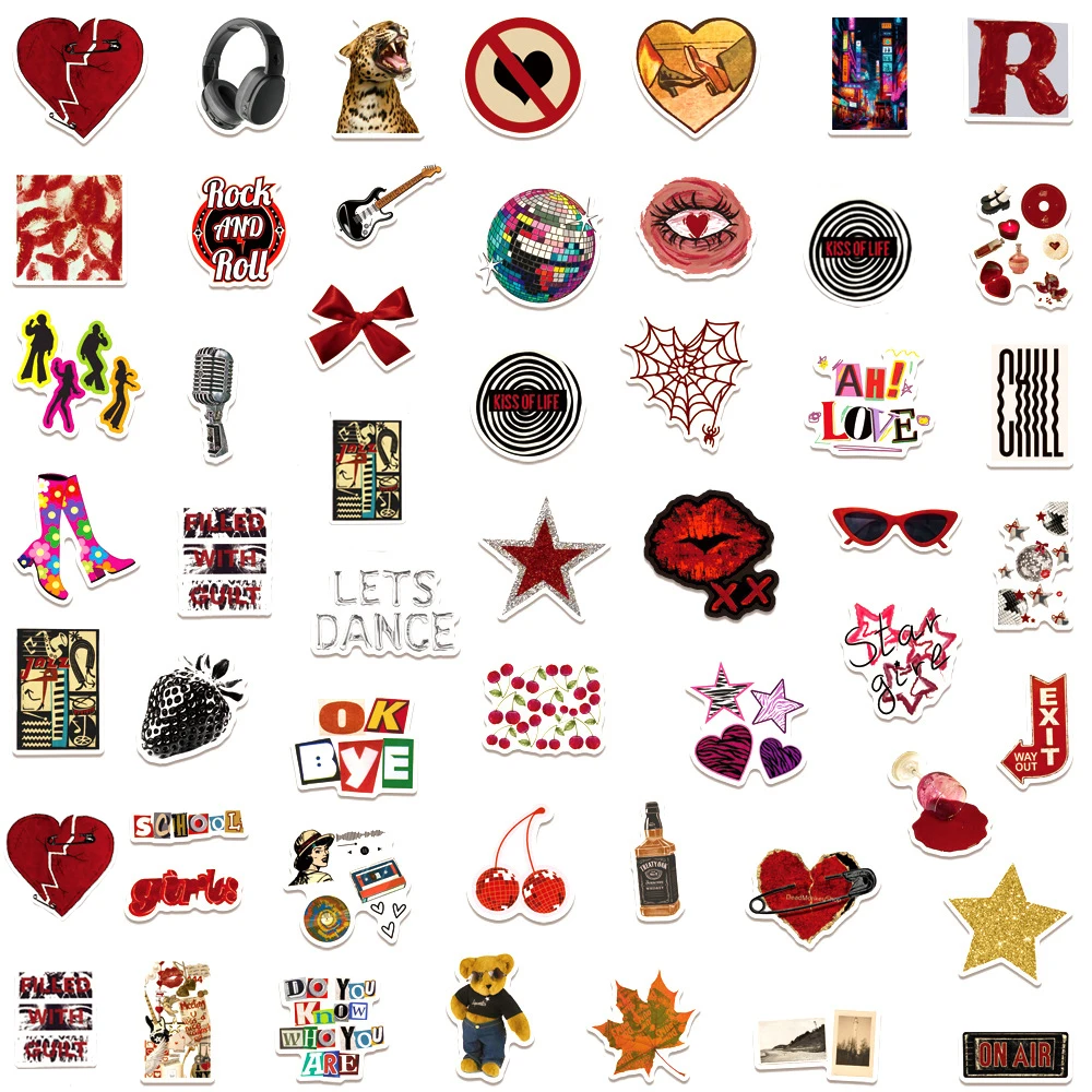 10/30/50 قطعة الرجعية الجمالية وسط المدينة Y2K الفتيات الكتابة على الجدران ملصقات DIY بها بنفسك سجل القصاصات الأمتعة خوذة كمبيوتر محمول كول مقاوم للماء الشارات حزمة