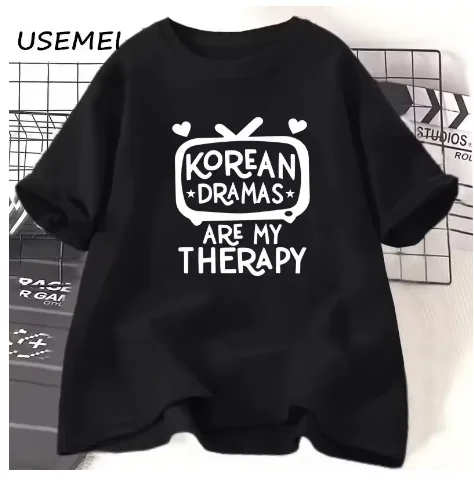 

K-Drama женская хлопковая модная брендовая футболка с коротким рукавом с принтом, корейская драматическая футболка, уличная модная женская пижама