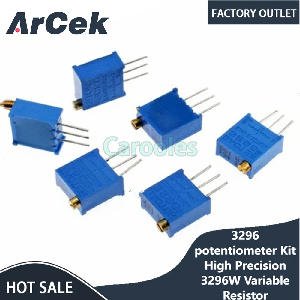 

10PCS High Precision 3296 Potentiometer Kit 3296W Variable Resistor 100R -1M 200R 500R 1k 2k 5K 10K 20K 50K 100K 200k 500k